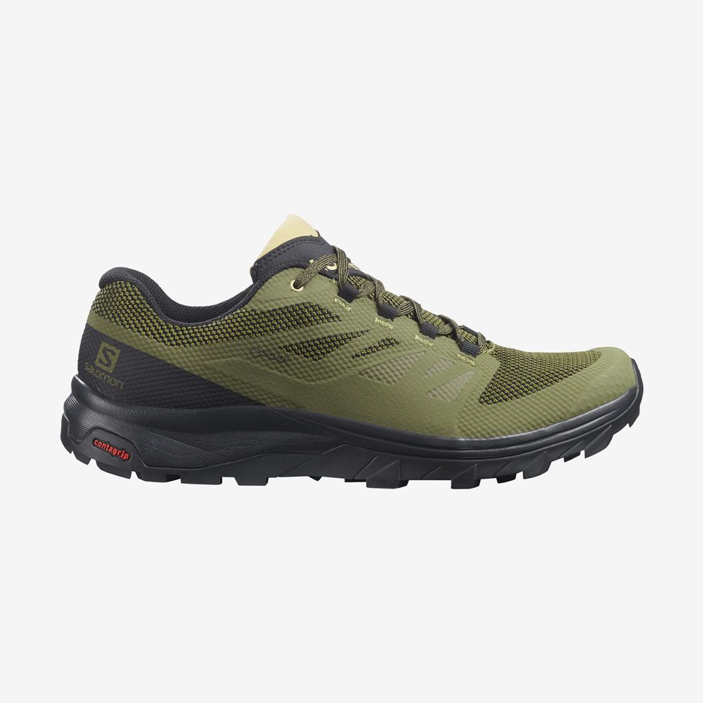 SALOMON OUTLINE WIDE GORE-TEX Philippines - Men's Hiking Shoes - Olive Green | 053768-VKA